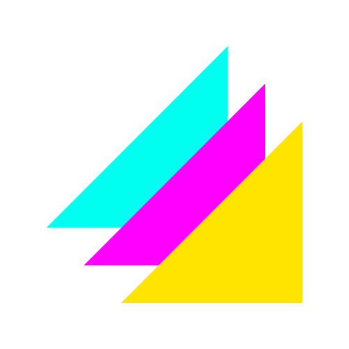 Benni Prints logo — layered cyan, magenta, and yellow print marks